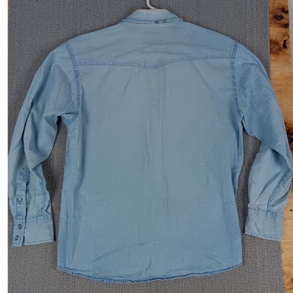 Texas Authentic Dry Goods Vintage Denim Shirt Mens Large Distressed Western - Picture 8 of 15